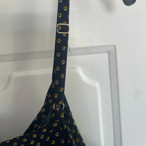 NWT Michael Michael Kors Navy Blue Printed Side Tie wide leg Jumpsuit - Picture 9 of 11